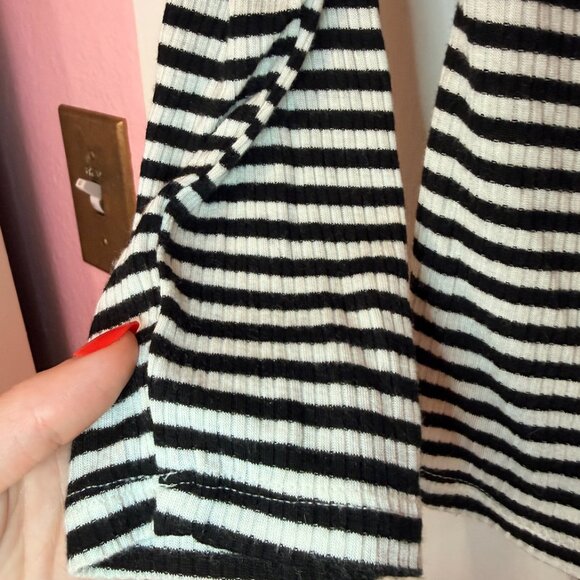 RARE Vixen by Micheline Pitt Striped Black and White Tie-me-up Top Medium - Picture 3 of 5